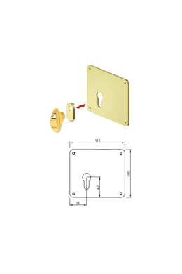 Square plate with knob for armored door with European cylinder for Cisa Mottura Dierre Securemme